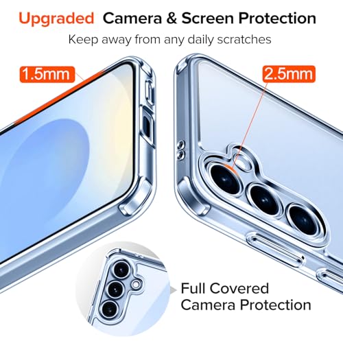 ivoler Nie Vergilbung Klar Hülle für Samsung Galaxy S25 5G, 1 Handyhülle mit 2 Stück Panzer Schutz Glas, [Militärischer Schutz] Stoßfest Transparent Schutzhülle Dünn Durchsichtige Case 5