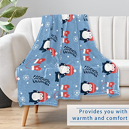 Couverture pingouin de Noël plaid doux chaud haute densité 150x100cm - 7