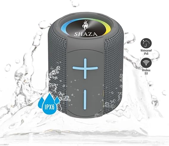 SHAZA Portable Bluetooth Speaker IPX6 Waterproof - 6W Audio Output Grey