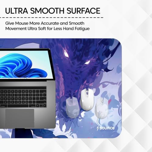 Image of Sounce Anime Series DragonWarrior Anime Mouse pad with Anti-fray Stitching, Waterproof Surface & Non-Slip Rubber Base Stitched Edges Gaming Mouse Mat for Laptop | Office & Home Use (60cmx34cm)