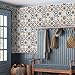 VaryFloral Moroccan Faux Tile Wallpaper Peel and Stick Blue Brown Bohemian Mexican Wallpaper Removable Vintage Retro Contact Paper 12