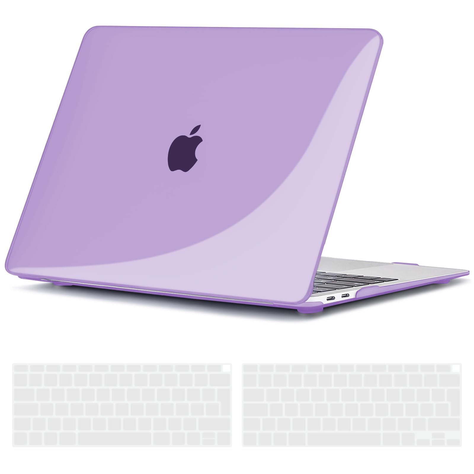 TECOOL Cover per MacBook Air M1 (A2337) e MacBook Air 13 Pollici Retina 2020 2019 2018 (A2179 A1932), Custodia Rigida Protettiva Sottile in Plastica e Copritastiera UE, Cristallo Lilla