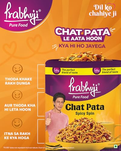 Image of Prabhuji Spicy Spin Chat Pata Mixture 900g | Bold, Tangy & Spicy Snack Blend with Crunchy Sev, Peanuts & Traditional Masalas | Perfect Tea-Time Munch, Party Snack & Anytime Craving Satisfier