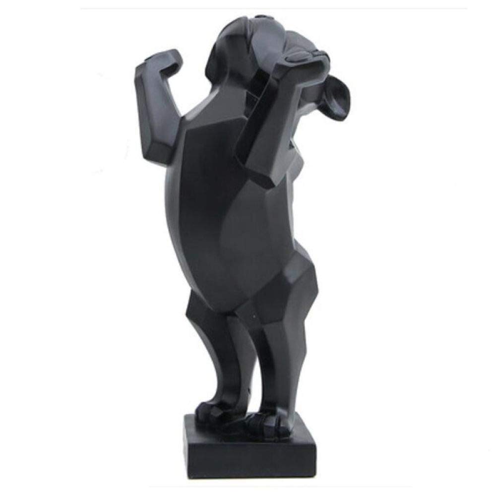 Statues Sculpture Figurines Statuettes,Creative Resin Black Origami Geometric Dog Sculpture Animal Figurine Collectible,Ornaments Desktop Crafts Art Décor Statuettes For Indoor Living Room Office H