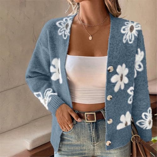 Pull ouvert devant boutons fleur gilet polyester léger femme confortable