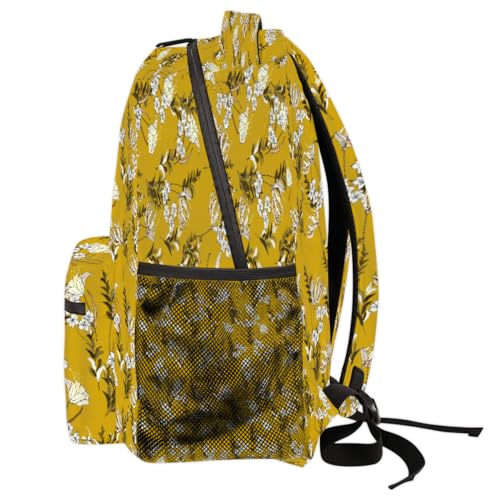 Sac à dos imprimé fleurs d'automne coloré grand modèle avec compartiment PC