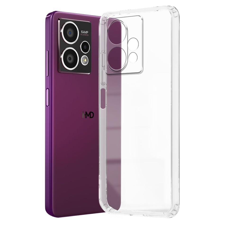 Image of Fashionury Crystal Clear Case for HMD Crest Max 5G | Yellowing Resistance | Transparent TPU Silicone | Raised Camera Lips | Slim Transparent Cover