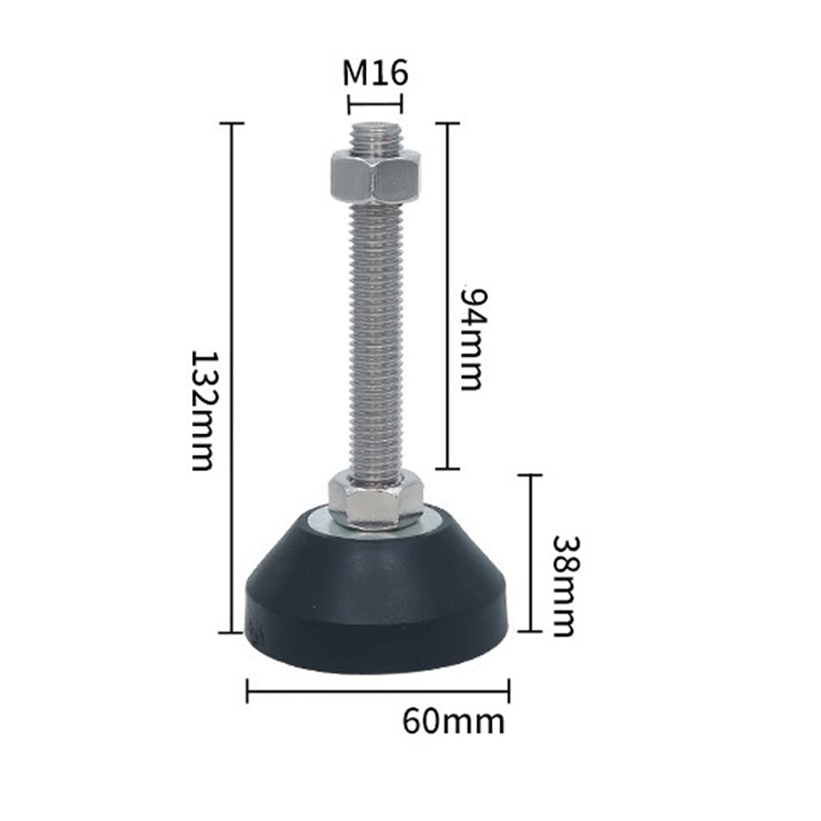 Piedini per mobili, Set da 10 Pezzi di Piedini Regolabili, Base in Gomma Solida, Piedini incernierati, Gambe for mobili, Piedini di livellamento(60*m16*120 mm)