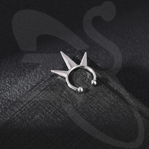 ZS 1PC Fake Septum Nose Ring Hoop, Non Pierced Nose Cuffs Faux Clicker Hanger, Nose Septum Ring Clip On Body Piercing Jewelry for Men Women4