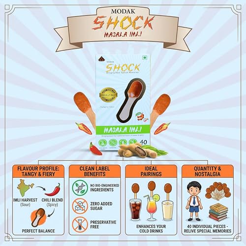 Image of Shock Tamarind & Jaggery Candy Masala and Spicy Imli (Set of 2 Each 40 pcs) | Sweet & Sour Digestive Imli Candy | Traditional Indian Tangy Candy 480gm