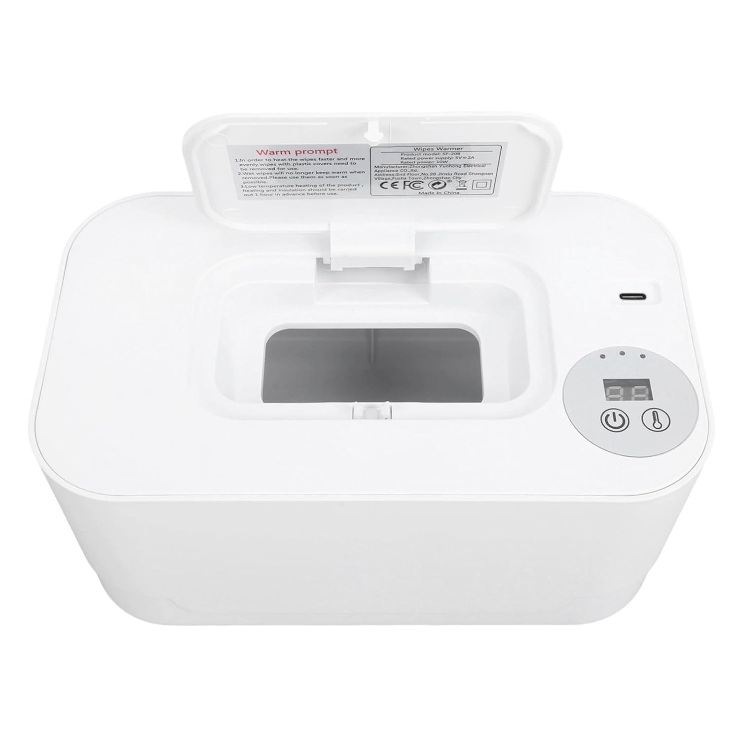 Baby Wipe Warmer, Large Capacity Surround Heating 3 Temperature Settings Wet Wipe Warmer, Diaper with Night Light USB Powered for Baby Care Home Travel