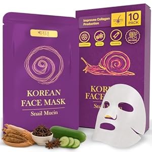 Korean Face Mask – 10ct Snail Mucin Hydrating Face Masks Anti Wrinkle Anti Aging Deep Moisturizing Natural Snail Mucin Mask Sheet Mask Paraben Free Facial Skin Care Products Korean Skin Care