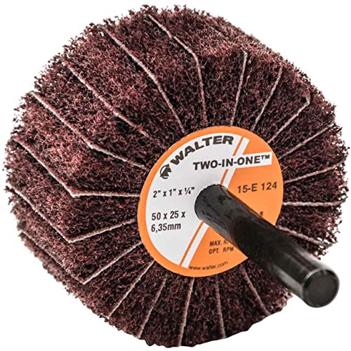 Walter 15E124 2x1x1/4 Two-in-One Finishing Flap Wheel Fine Grit 180, 10 Pack