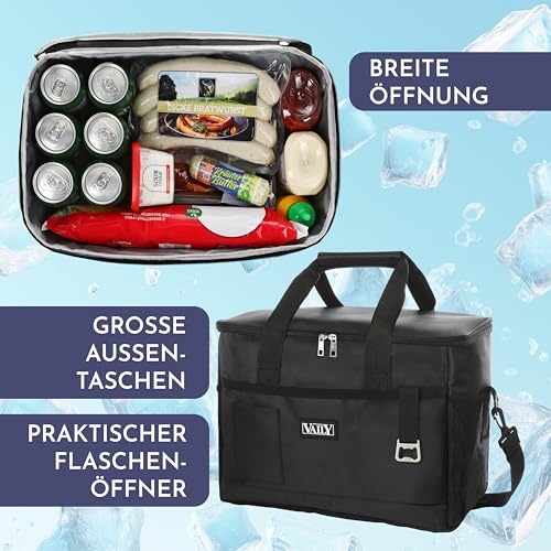 Vaily Kühltasche 30L - Faltbare Thermotasche für Auto, Strand und Reisen - Große Kühlbox für Lunch, Picknick und Camping 4