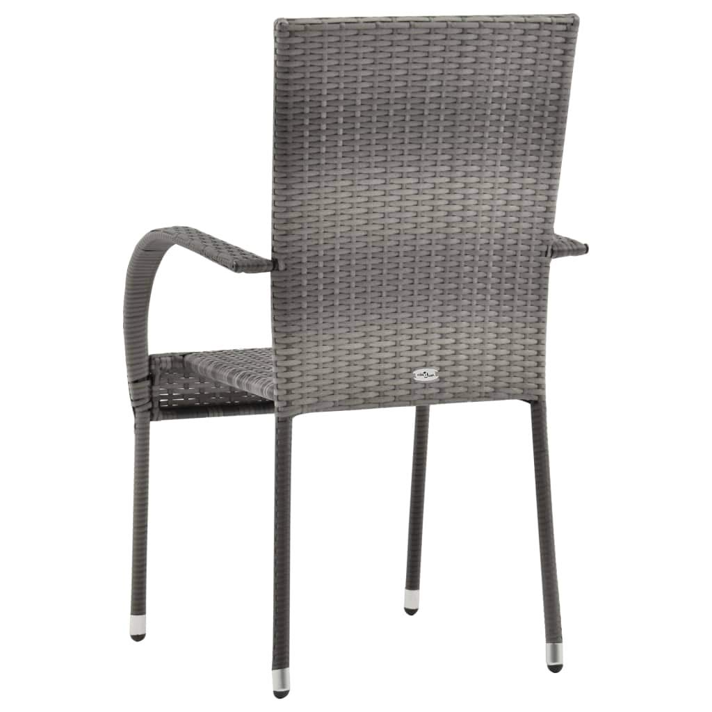 Juego de 4 sillas de exterior de polirratán gris, muebles de jardín resistentes a la intemperie para patio, balcón y terraza, asientos elegantes para el hogar y espacios al aire libre