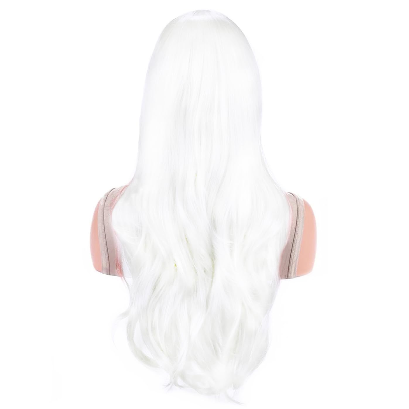 IMISSU 28 Inch/70cm Long Hair Water Wavy Wigs with Bangs Cosplay Costume Wig (White) - Image 3