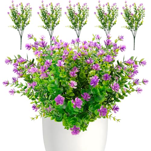 BANTI Künstliche Blumen Kunstblumen Draußen Kunstpflanzen Blumenstrauß Pflanzen Sträucher UV-beständig Balkonpflanzen Wie Echt für Balkonkasten Innen Außenbereich Garten Outdoor Lila Rot