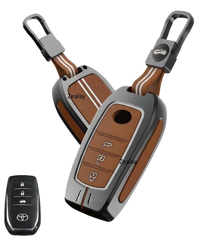 Zealsy Premium Waterproof Metal Key Cover Compatible with Toyota Fortuner | Fortuner Legender | Innova Hycross | Invicto 3 Button Smart Remote Key-image-11