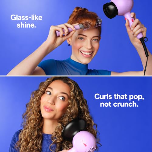 Image of Conair Cake Pop Blowout Kit, Hair Dryer with Diffuser & Concentrator, Round Brush, 3 Claw Clips, Blow Dryer for Women, Tourmaline Ceramic Technology, 3 Heat /2 Speeds, Lilac, 505AMZ