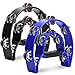 Facmogu 3Pack Half Moon Handheld Tambourine, Double Row Tambourine Metal Jingles Hand Held Percussion Instrument - Black, Royal Blue, Magenta