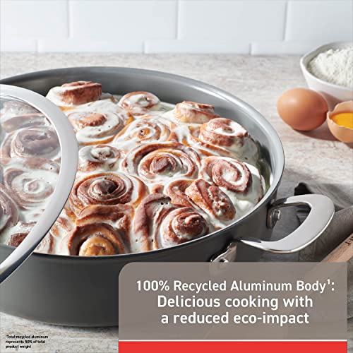 Image of T-fal Ceramic Excellence Reserve, Ceramic Non Stick Universal Pan w /Glass Lid 5.5 Quart, Induction Oven Broiler Safe 500F, Healthy Cooking, Easy Cleaning, Heat Indicator, Cookware, Pots and Pans Grey