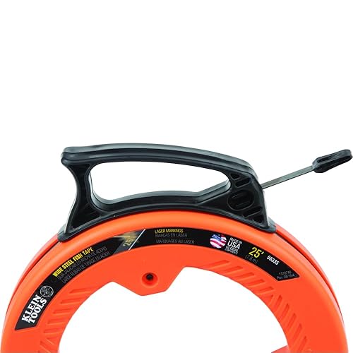 Miniatura 10 de Klein Tools 56335 Cinta de pescado eléctrica de acero plano, cinta de acero de resorte de 25 pies de 14 pulgadas de ancho, punta de plástico