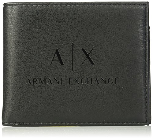 Armani Exchange Men's Bi Fold Credit Card Wallet Accessory, -black/black, TU