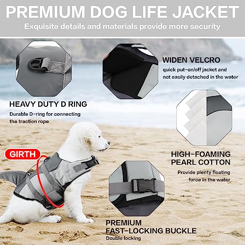 Deenkk Shark Dog Life Jacket Coat Vest Saver Safety Swimsuit Preserver With Rescue Handle For Small Middle Large Dogs (Xs, Shark Style) #TOP3