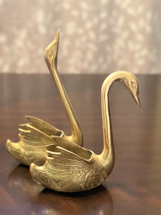 100% Pure Brass Metal Swan Pair of Swans for Good Luck and Love|Candle Holder for Home Decor Tabletop Living Room Office|Showpiece Vastu Statue for Gifting Decorative (Set of 2)