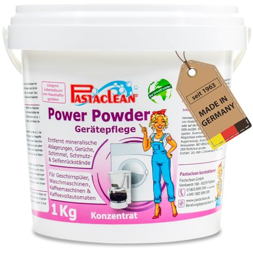 Pastaclean® Power Powder Gerätepflege 1 kg | Universal Maschinenreiniger und Gerätepflege für Waschmaschinen, Geschirrspüler, Kaffemaschine, Wasserkocher uvm.