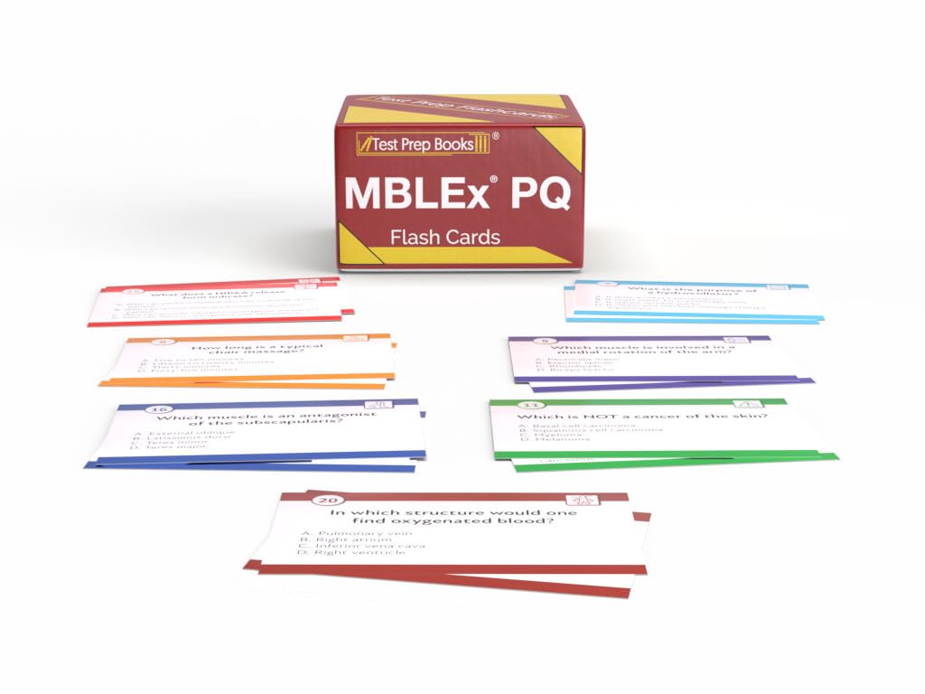 Tarjetas de estudio de preguntas de práctica MBLEx: preparación de prueba MBLEx 2025-2026 para el examen FSMTB MBLEx [tarjetas a todo color]