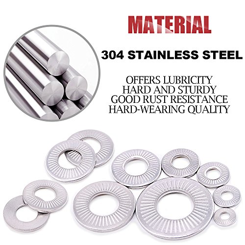 hilitchi 128-pcs m3 - m12 stainless steel washers metric 304 stainless steel belleville spring disc washer assortment set
