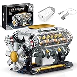 QLT QIAOLETONG Ideas V8-Motor-Bausatz für Erwachsene, Bauen Sie Ihr eigenes MOC-Mini-V8-Motor-Modellspielzeug zum Ausstellen, Geschenk für Jungen, Mint-Bauprojekt für Kinder und Jugendliche (703 PCS)