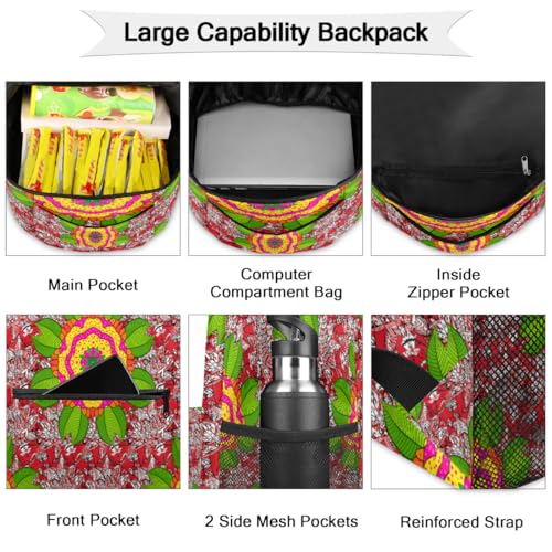 Sac à dos d'école mandala fleur grand format idée cadeau ado