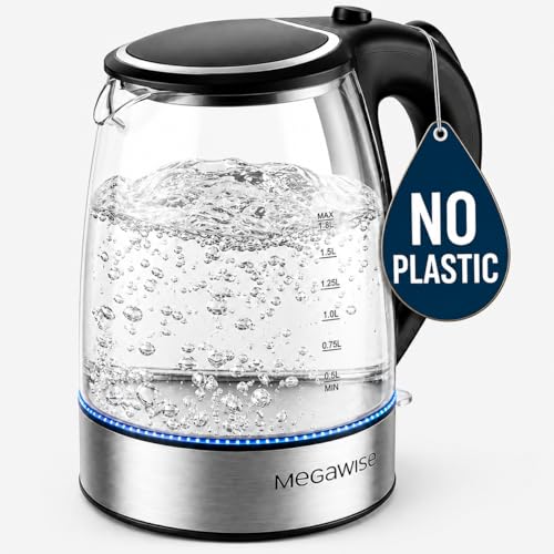 MEGAWISE Electric Kettle 1.8L, High Power Fast Boiling Hot Water Boiler, Auto Shut-Off, BPA-Free Food-Grade Material, Tea Kettle for Kitchen Home Office Coffee Tea