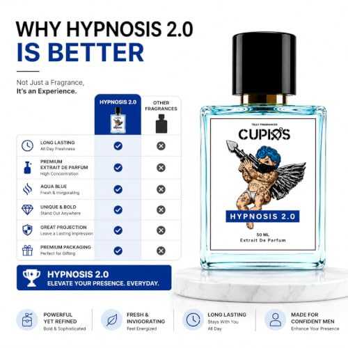 Image of 50ML Cupids Hypnosis Cologne for Men 2.O Infused Perfume with Original Cupids Hypnosis Perfume Charm Formula, Long-Lasting Magnet Fragrance for Men or Womens | Cupid Hypnosis Premium Perfume - Unisex Long Lasting Parfum, Signature Scent for Men & Women, 8+ Hour Performance