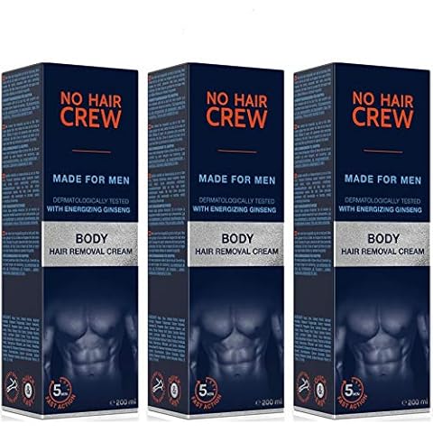 3 x NO HAIR CREW Enthaarungscreme für den Körper - gründliche und sanfte Haarentfernung für Männer (Set 3 x 200 ml) Cover