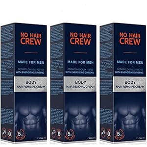 NO HAIR CREW 3 x Enthaarungscreme für Männer – Sanfte & gründliche Haarentfernung in 4-8 Minuten – Ohne Schnittrisiko & Rasurbrand (Set 3 x 200 ml)