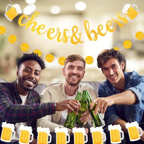 Image of Beer Birthday Banner for Beer Party and Birthday Wedding Party Supplies (Dark Gold)