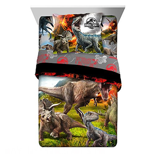Jurassic World 2 New 2018 5-Piece Twin Comforter and Sheet Set Bedding Collection with Blankets, Pillowcases and Sham