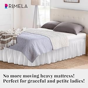 Rimela white bed skirt queen size 15 drop elastic bedskirt for box spring adjustable bed soft and solid fabric easy to install machine washable wrinkle fade resistant warm white dust ruffle  urban country home decor