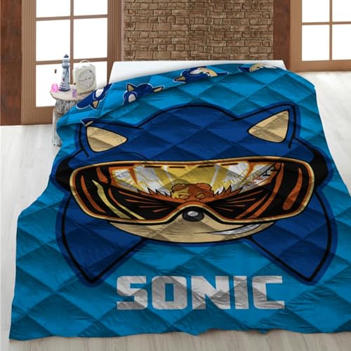 Couette Enfant Sonic Matelassée Imprimée Réversible Lit 1 Place, The Hedgehog