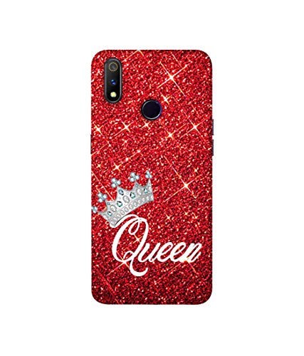 Image of Amazon Brand - Solimo Designer Queen On Red Glitter 3D Printed Hard Back Case Mobile Cover for Realme 3 Pro