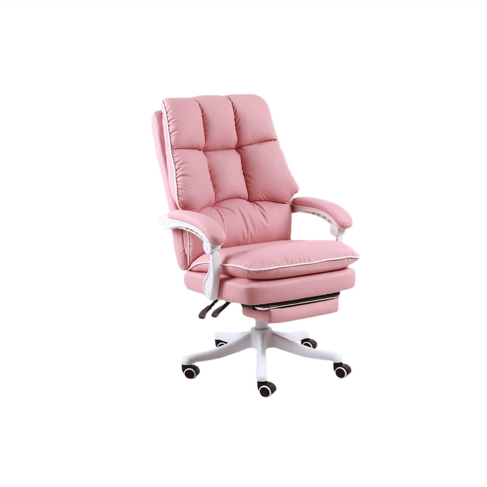 KJLY Cowhide Recliner Silla de computadora, hogar cómodo, Silla de Oficina, reclinación, Masaje de 7 Puntos y reposapiés retractible, Rosa