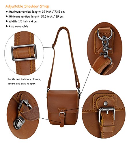 Zlyc Small Leather Camera Bag Vintage Dslr Bag Removable Shockproof Padded Camera Case Unisex Messenger Shoulder Bag Satchel, Brown #TOP4