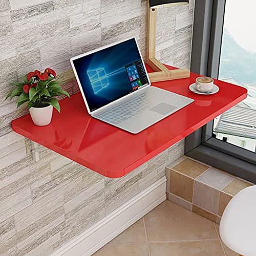 Mesa flotante roja de 90 x 30 cm, plegable, ahorra espacio, para el hogar, oficina, cocina, dormitorio, bar, belleza
