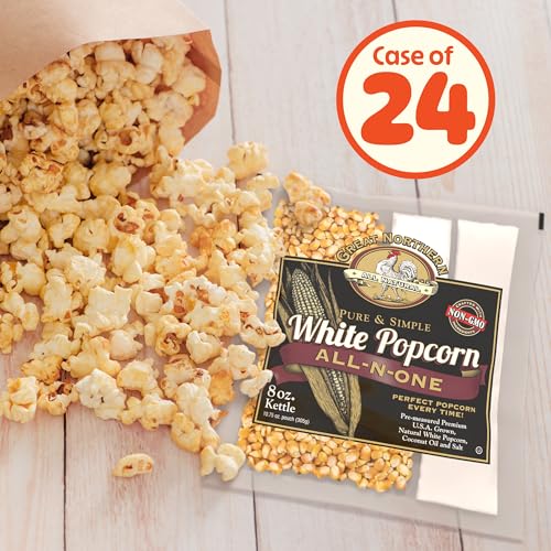 8oz White Popcorn Machine Popcorn Packets - All-in-One Pre-Measured Gluten Free White Popcorn Kernels for Popping with Salt and Coconut Oil Packs by Great Northern Popcorn (24 Case) - image 2