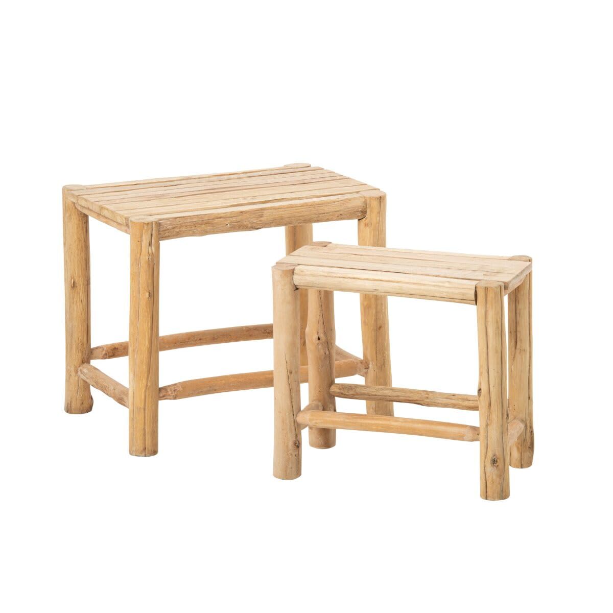 Paris Prix Lot de 2 Tables d'Appoint en Bois Chamonix 51cm Naturel