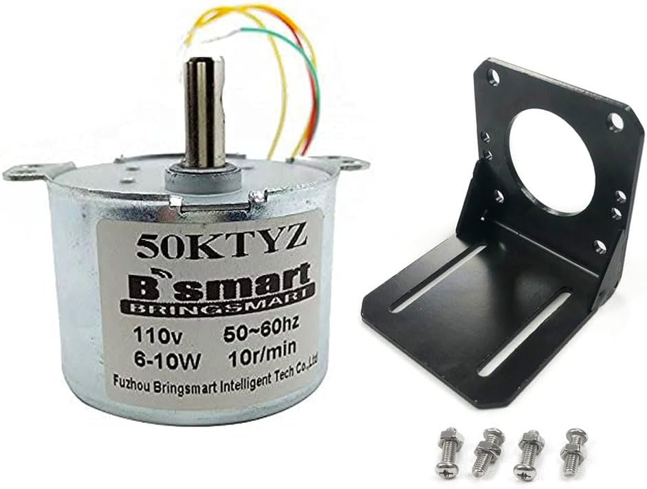 BRINGSMART50KTYZ 110V 5rpm AC Synchronous Motor with Bracket Slow Speed Reducer Motor CW/CCW Gear Motor Low Noise for Barbecue Motor