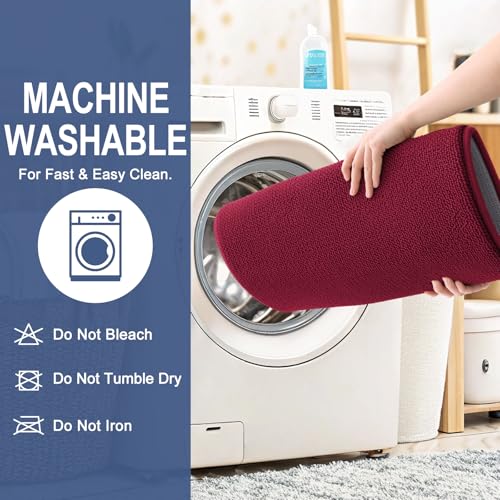 Image of OLANLY Thick Memory Foam Bathroom Runner Rugs 59x24, Extra Soft Absorbent Long Bath Rug, Quick Dry, Non-Slip, Machine Washable Bath Mats for Bathroom, Tub and Shower, Home Decor Accessories, Burgundy